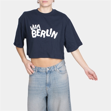 Lala Berlin Cropped T-shirt Corali Cotton Dark Navy